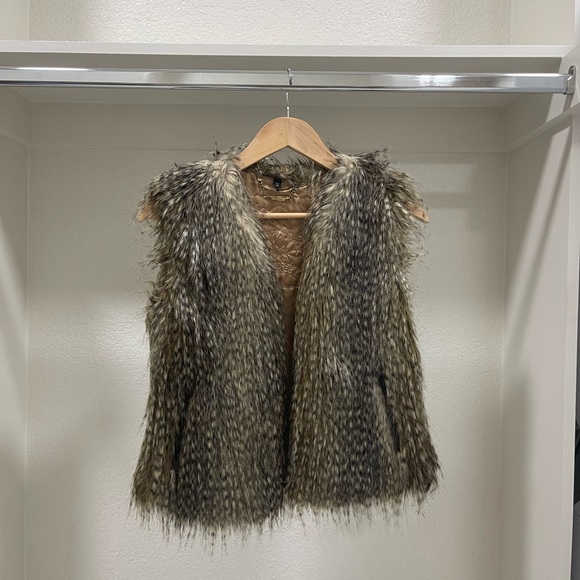 Printed Peacock-faux fur teddy vest jacket coat winter chic winter express - Picture 13 of 15